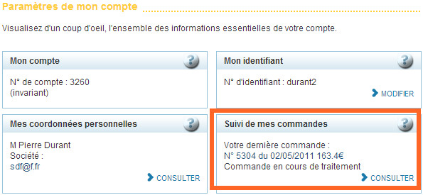 Vos commandes - Suivi de mes commandes