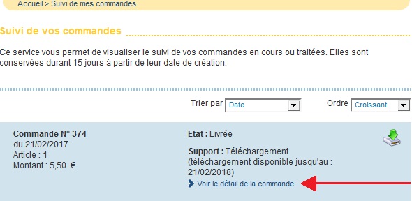 Vos commandes - Suivi de mes commandes