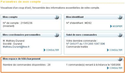 Votre compte - Votre espace de téléchargement